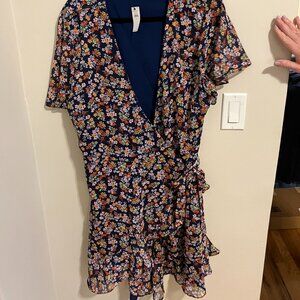 Floral Wrap Dress with Flutter Sleeves Size 16 with Tags